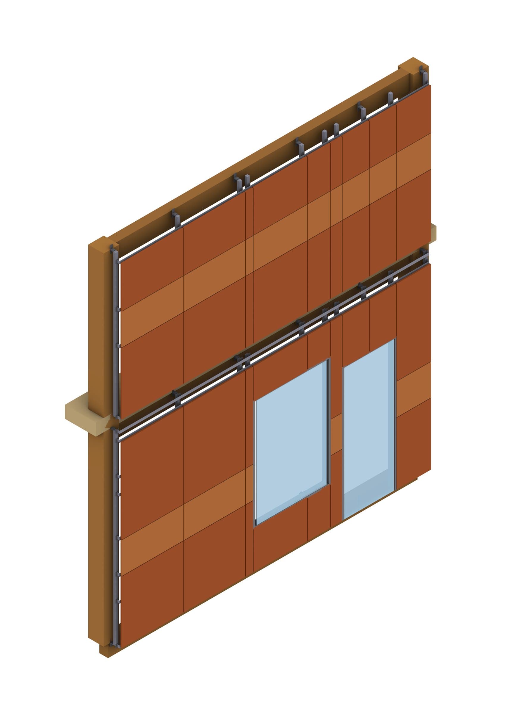 Facade chunk clad in a Corten cassette.